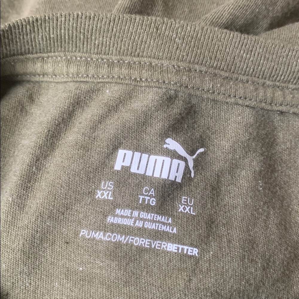 PUMA XXL Army Green T Shirt - Logo - Picture 3 of 3
